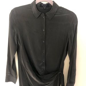 All Saints 100% Silk Khaki Dress Size US 0